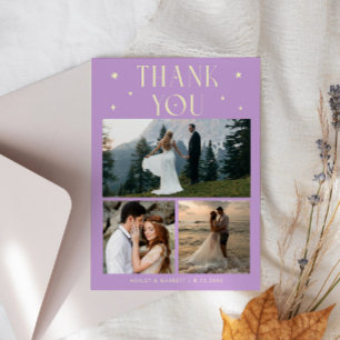 Elegante Sterne Hochzeit Multi Foto Zitronen Flied Dankeskarte