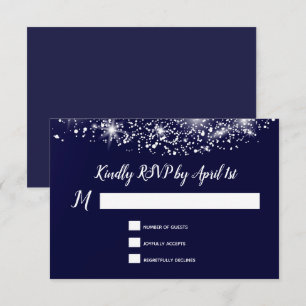 Elegante Sterne in Marineblau RSVP Karte
