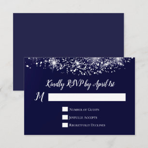 Elegante Sterne in Navy Blau  RSVP Karte
