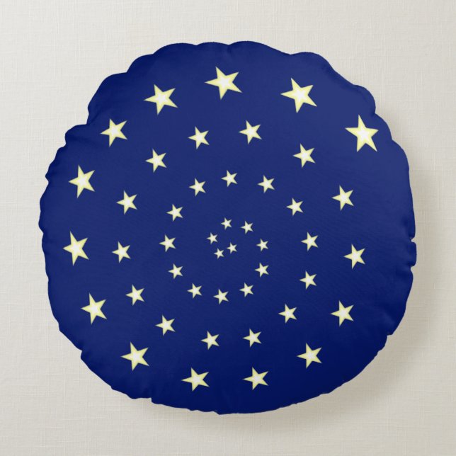 Elegante Sterne Spiral auf Navy Blue Round Pillow Rundes Kissen (Vorderseite)
