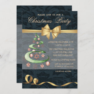 Elegante Sterne Weihnachtsbaum, Balls, Bow, Weihna Einladung