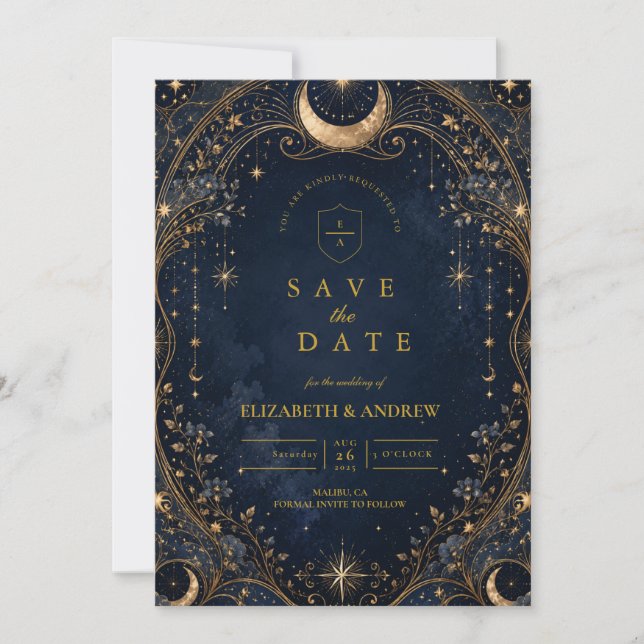 Elegante Sternennächte Himmlische Hochzeit Save The Date (Vorderseite)