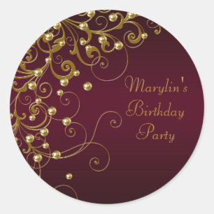 Elegante Sticker für Burgindy und Gold Swirl