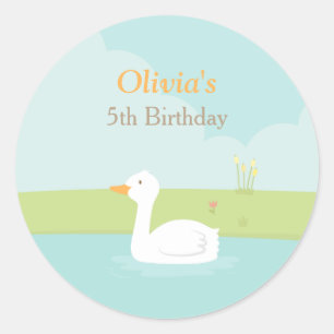 Elegante Stickereien für den White Duck Spring Pon Runder Aufkleber