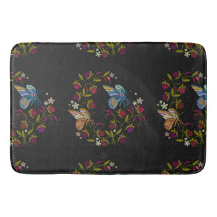 Elegante Stickereien Stilmuster Blume Butterfly Badematte
