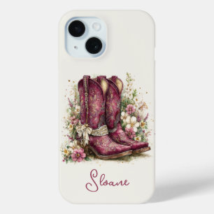 Elegante Stiefel mit monogrammierten Blumen Case-Mate iPhone Hülle