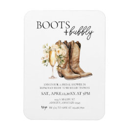Elegante Stiefel und Bubbly Bridal Dusche Einladun Magnet