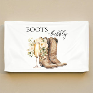 Elegante Stiefel und Bubbly Wester-Brautparty Banner