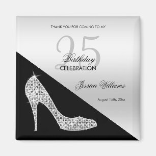 Elegante Stiletto mit Pailletten, Silber & Schwarz Magnet