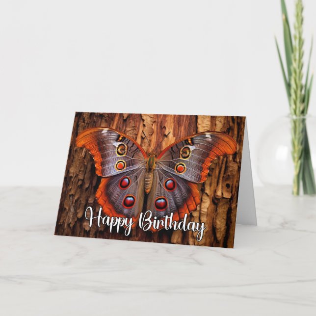 Elegante Stille und Schmetterling Art Happy Birthd Karte (Vorderseite)