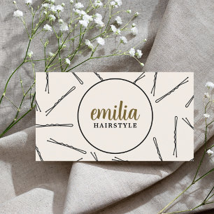 Elegante stilvolle beige schwarze Haarklammern Sal Visitenkarte
