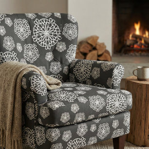 Elegante, stilvolle Black & White Mandala Blume Stoff