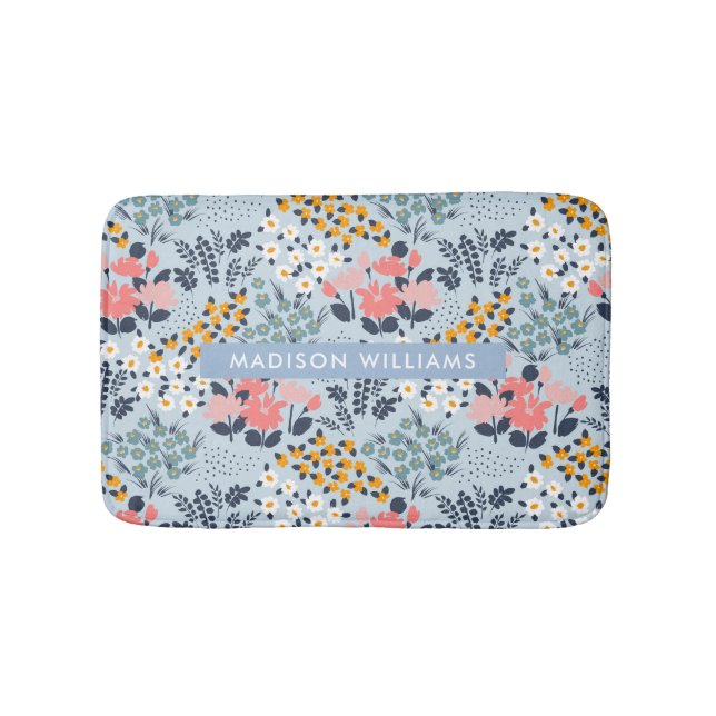 Elegante stilvolle Blume Minimalistisch Bath Mat Badematte (Vorderseite)