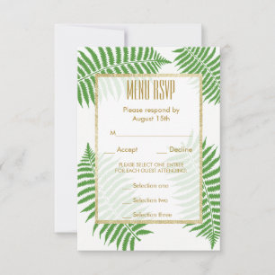 Elegante stilvolle Bracken-Hochzeitsmenü-RSVP RSVP Karte