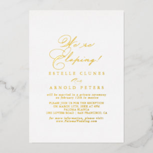 Elegante stilvolle Elopement-Rezeption Gold   Folieneinladung