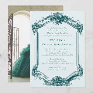Elegante, stilvolle Emerald-Quinceañera zum 15. Ge Einladung