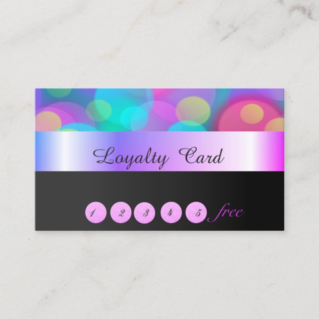Elegante stilvolle, farbenfrohe Bokeh Loyalty Card Treuekarte (Vorderseite)