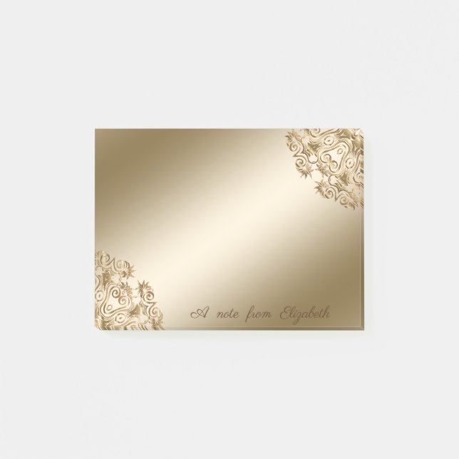 Elegante, stilvolle, Girly, Gold Wirbel Post-it Klebezettel (Vorderseite)