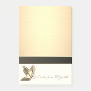 Elegante, stilvolle Girly, Imitate Gold, High Heel Post-it Klebezettel