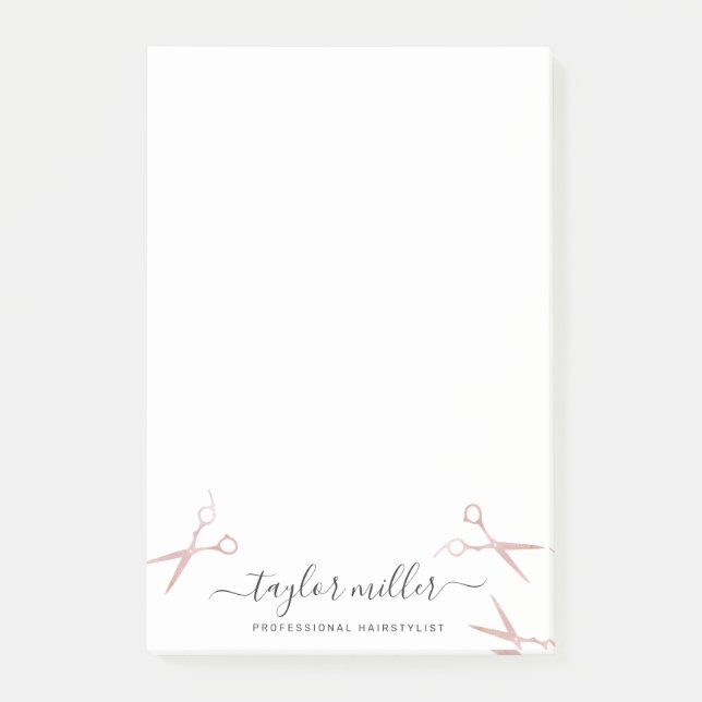 Elegante, stilvolle Goldschere aus der Rose Post-it Klebezettel (Vorderseite)