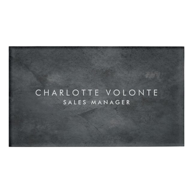 Elegante Stilvolle Grau Berufliche Kunst Namenschild (Vorderseite)