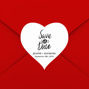 Elegante stilvolle Hochzeit "Save the Date" Herz-Aufkleber
