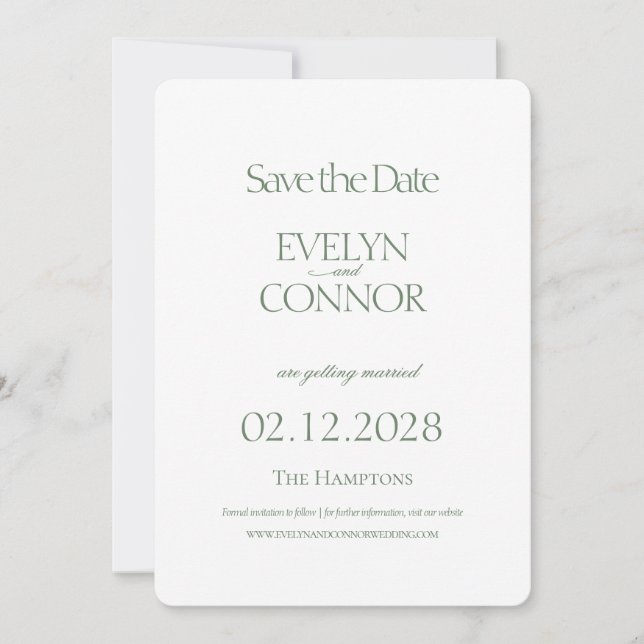 Elegante, stilvolle Hochzeit speichern Sie das Dat Save The Date (Vorderseite)