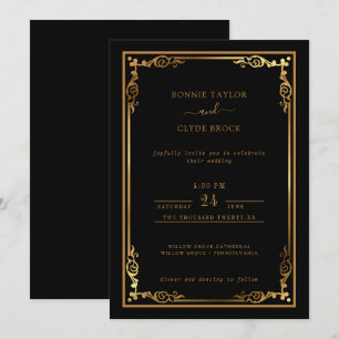 Elegante stilvolle Hochzeitseinladung mit edlem Fl Save The Date