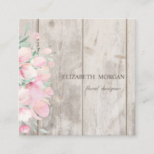 Elegante stilvolle Holzstruktur, Blumen, Designer Quadratische Visitenkarte