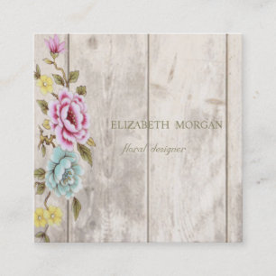 Elegante stilvolle Holzstruktur, Blumenmuster Quadratische Visitenkarte