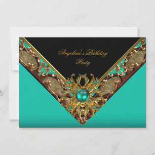 Elegante stilvolle Jade-Schwarz-Gold-Geburtstagsfe Einladung