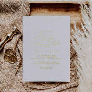Elegante stilvolle Kalligrafie Baby Sprinkle Gold Folieneinladung