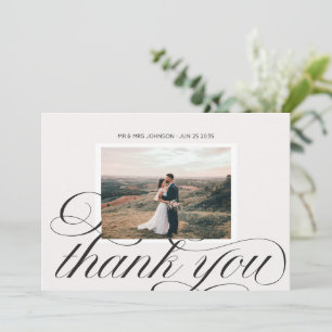Elegante stilvolle Kalligrafie Hochzeit 1 Foto Dankeskarte