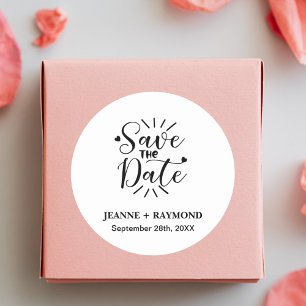 Elegante stilvolle Kalligrafie Hochzeit Save the D Runder Aufkleber