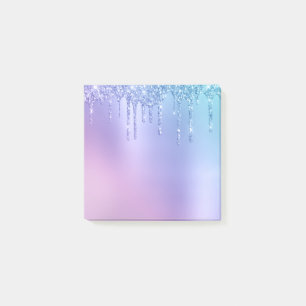 Elegante, stilvolle Kick-Blue & lila Glitzer Tropf Post-it Klebezettel