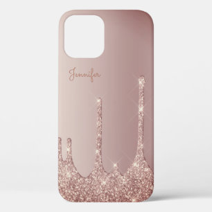 Elegante, stilvolle Kupfergold-Rose-Glitzer-Tropfe Case-Mate iPhone Hülle