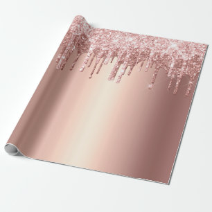 Elegante, stilvolle Kupfergold-Rose-Glitzer-Tropfe Geschenkpapier