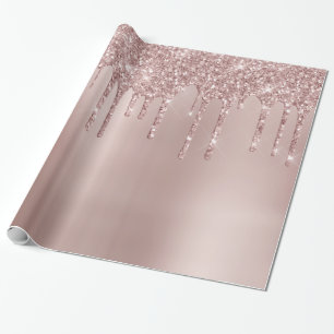 Elegante, stilvolle Kupfergold-Rose-Glitzer-Tropfe Geschenkpapier