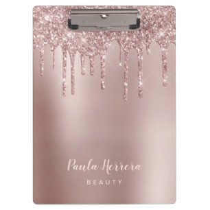 Elegante, stilvolle Kupfergold-Rose-Glitzer-Tropfe Klemmbrett