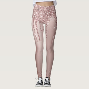 Elegante, stilvolle Kupfergold-Rose-Glitzer-Tropfe Leggings