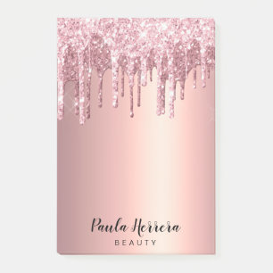 Elegante, stilvolle Kupfergold-Rose-Glitzer-Tropfe Post-it Klebezettel