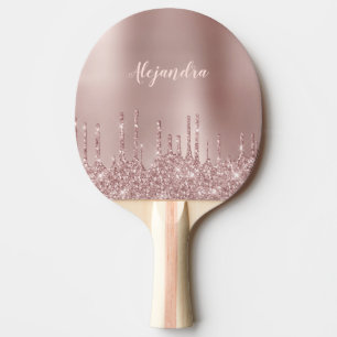 Elegante, stilvolle Kupfergold-Rose-Glitzer-Tropfe Tischtennis Schläger