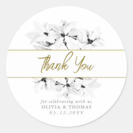 Elegante stilvolle Magnolias Gold Wedding Vielen D Runder Aufkleber