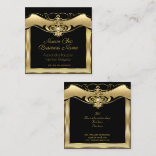 Elegante stilvolle Mode Beige Gold Schwarz Diamant Quadratische Visitenkarte