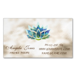 Elegante stilvolle Modern Gold, Blue Lotus Blume Magnetische Visitenkarte