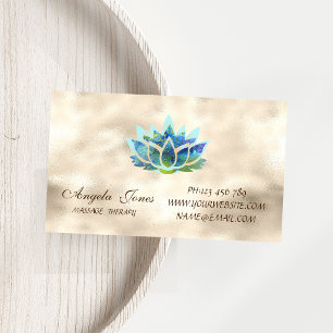 Elegante stilvolle moderne goldene blaue Lotusblum Magnetische Visitenkarte