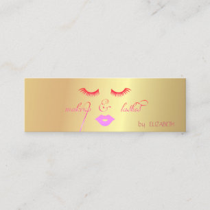 Elegante stilvolle moderne goldene Lippen, Wimpern Mini Visitenkarte