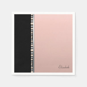 Elegante stilvolle Perlen Diamanten Schwarz Rosa Serviette