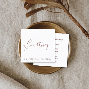 Elegante stilvolle Rose Gold Weißer Haar Stylist Quadratische Visitenkarte