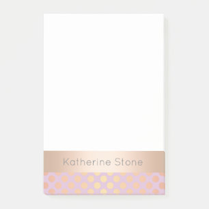 Elegante, stilvolle Rose Goldpolka-Punkte-Muster p Post-it Klebezettel